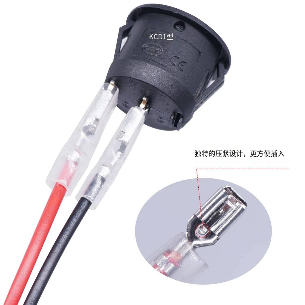 2/5PCS 12V Round Rocker Switch AC 6A/250V 10A/125V SPST 2 Pin 2 Position On/Off Toggle Switch for Car Boat Automotive RV Black