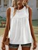 Womens Swiss Dot Sleeveless Tank Top Crew Neck Loose Fit Summer Cami