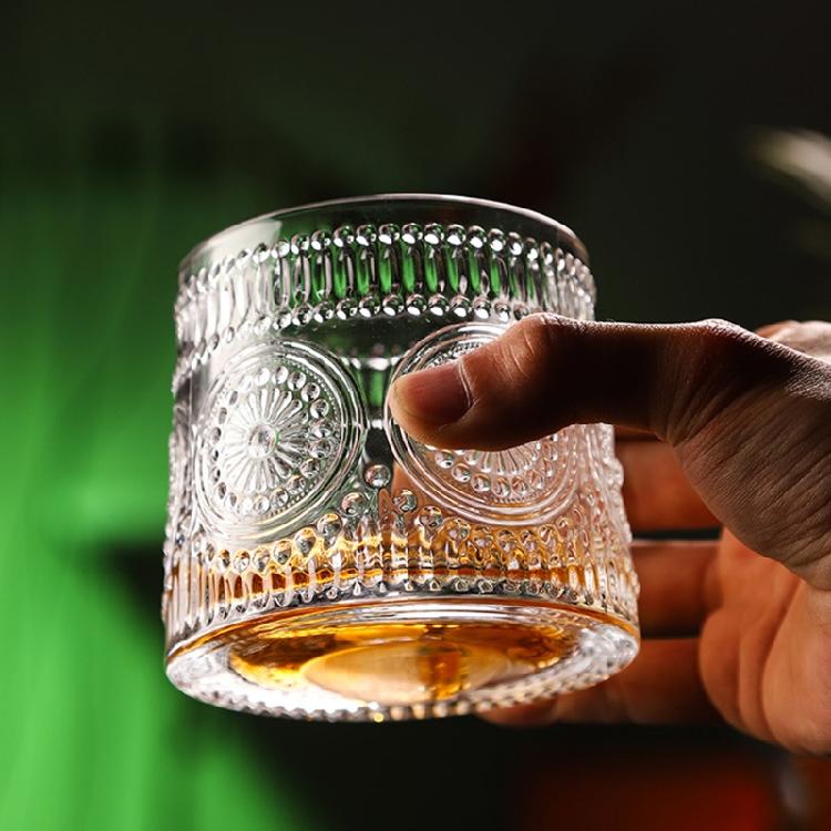 Whiskey Glasses Rotating Cups 2pcs Tumbler Men Drinking Cocktail Wine Rum Glass