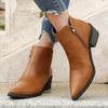 Autumn and Winter New Women's Boots Leather Side Zipper European and American Style Large Size Women's Solid Color Fashion Boots