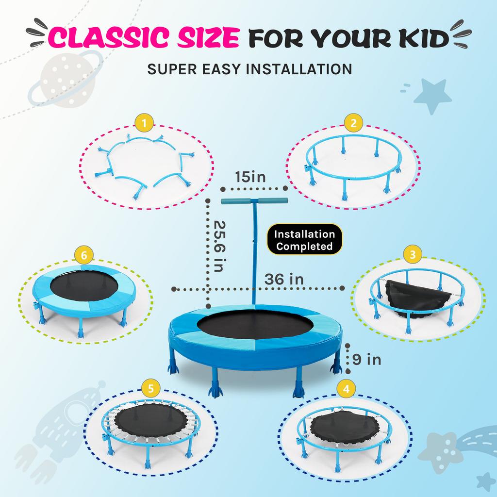 91cm Trampoline for Kids, Blue