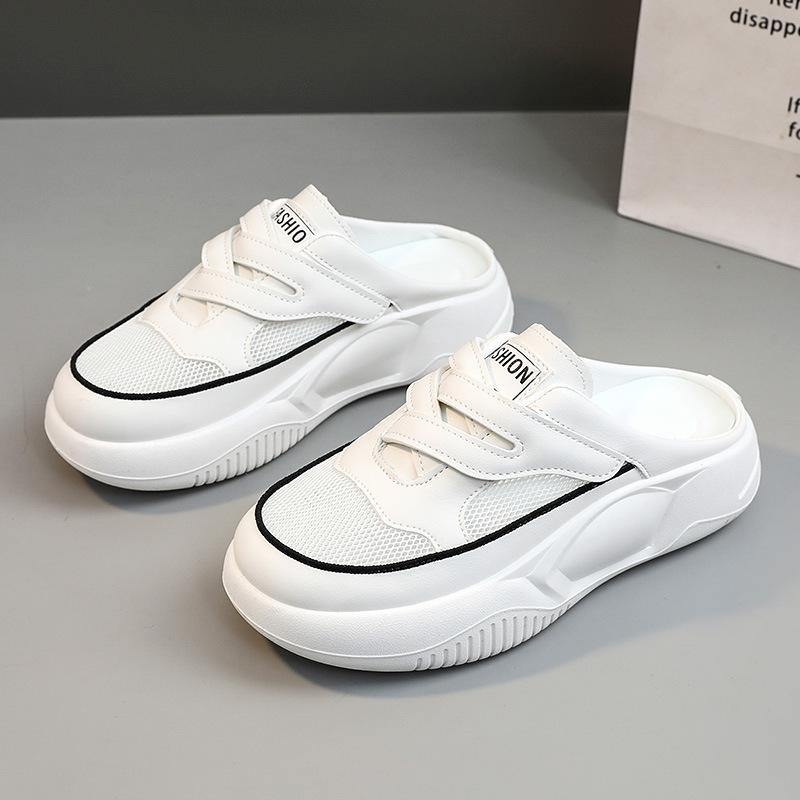 K new mesh semi-drag summer tide casual breathable thick-soled heightening net shoes student board shoes