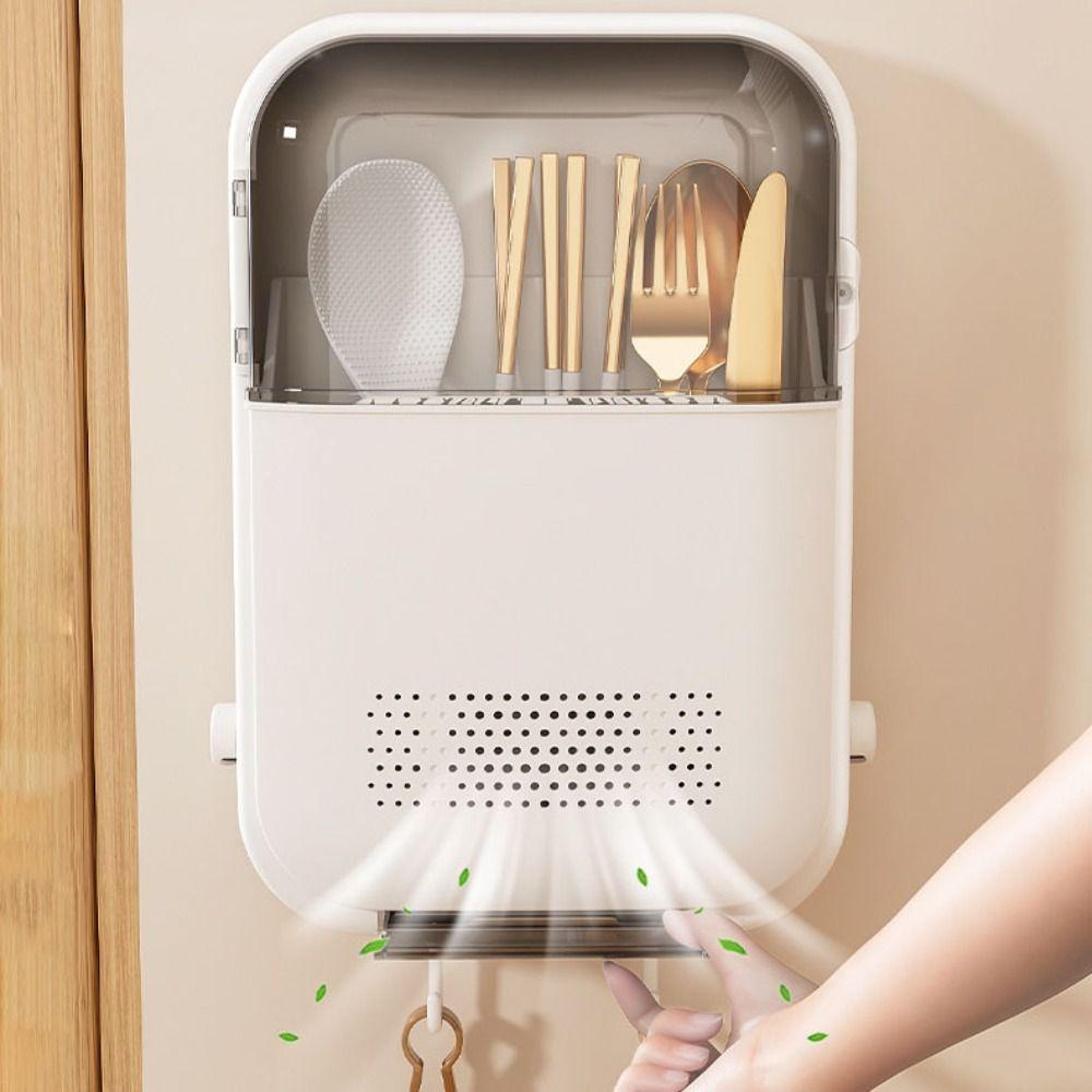 Dustproof Design Flip Top Chopstick Storage Kitchen Wall Mounted Storage Box  Home Storage