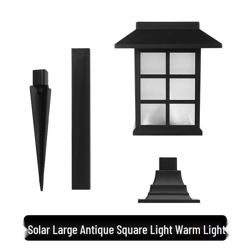 Antique Solar Garden Lamp: 5LED Lawn Stake Light Outdoor Decorative Lantern