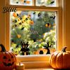 Halloween Window Stickers 4 Sheets Electrostatic Glass Stickers Cartoon Pumpkins Castle Bats Decals PVC Waterproof Static Clings for Windows