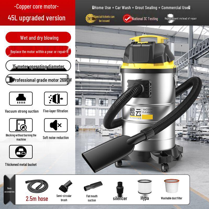 High-Suction Dual-Use Vacuum: Ideal for Home Renovation, Car Wash, Initial Cleaning, and Grout Cleaning.