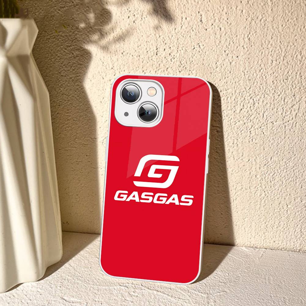 G-GasGas Rotes Motorrad Für IPhone 14 13 12 Mini 11 Pro XS Max X XR 14 Plus Gehärtetes Glas Cover