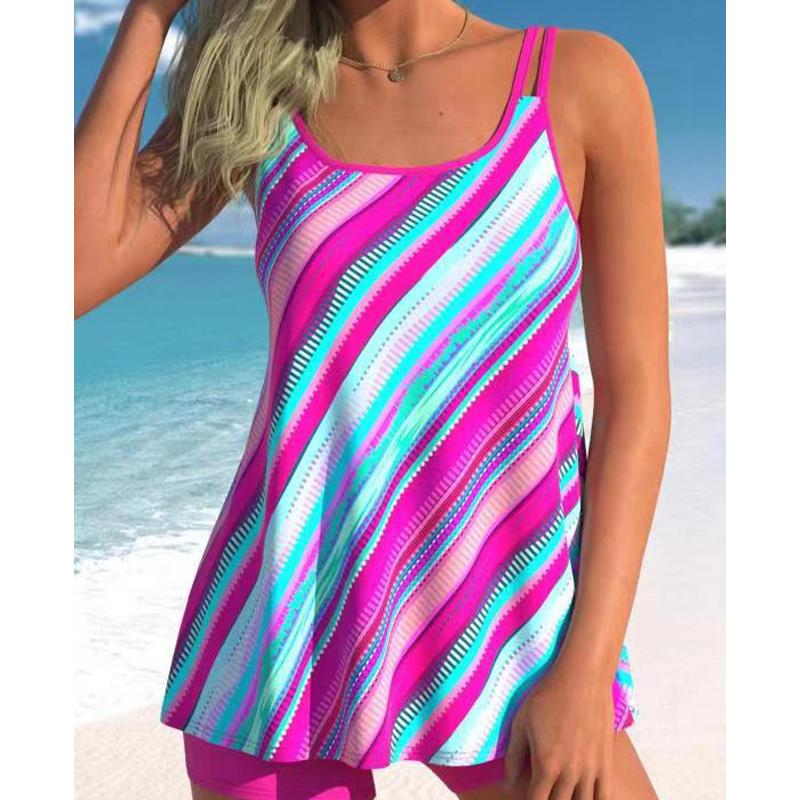 

Новый купальник больших размеров с радужным принтом, женский купальник с высокой талией, женский купальный костюм из двух предметов, танкини, купальники, пляжная одежда 4XL розовый