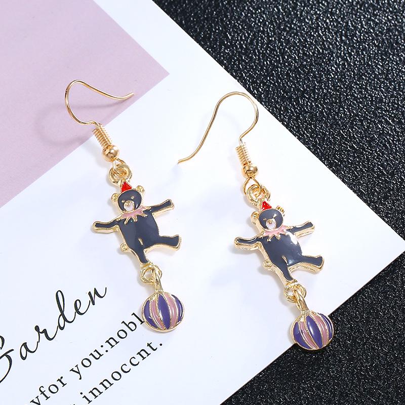 Korean Style Colorful Mermaid Earrings - Cute Drip Oil Animal Design