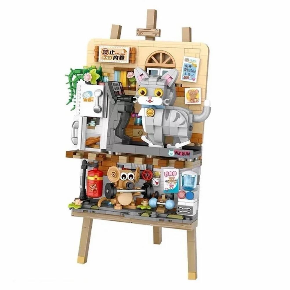 Animal Building Blocks Creative Cute Kitten 3D Painting Ornaments Children's Assembly Toys Boys Girls Gifts