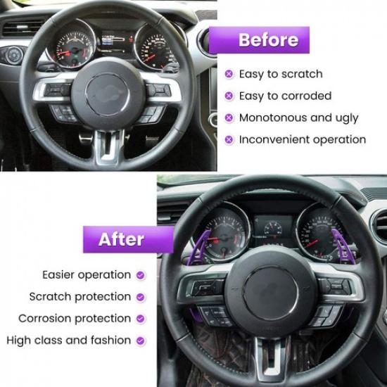 Purple Steering Wheel Shift Paddle Shifter Trim Cover For Ford Mustang 2015+