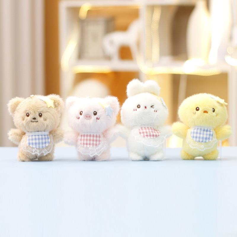 Star Bear Rabbit Plush Toys Keychain Super Soft Short Pile Children Pendant