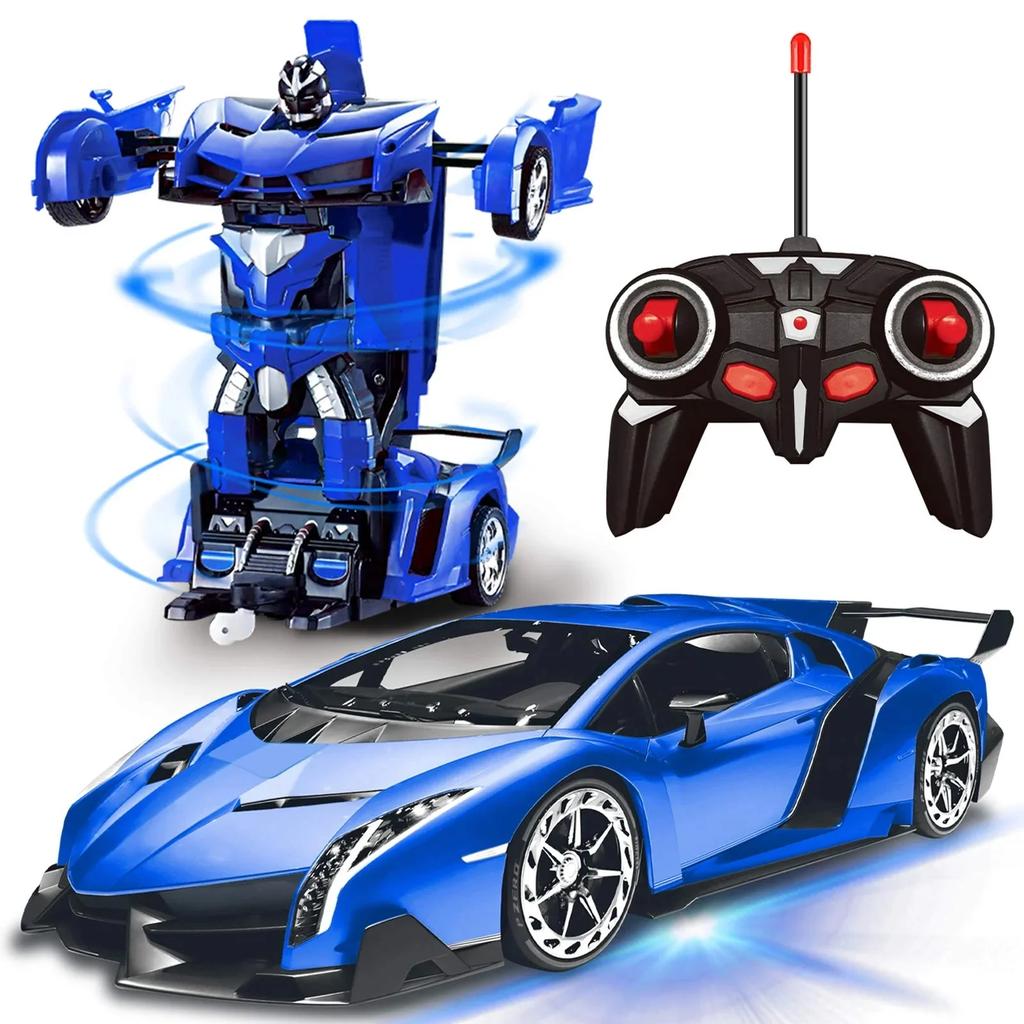 Remote Control Transform Car Robot Toy 2.4Ghz 1:18 Rechargeable 360°Rotating Stunt Race Car Toys for Kids Boys Girls Age 8 9 10 11 Year Old Toy Gifts