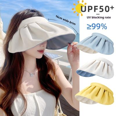 Chapeau de soleil d'été pour femme avec coquillages, Chapeau de protection UV pour femme, Grand bord