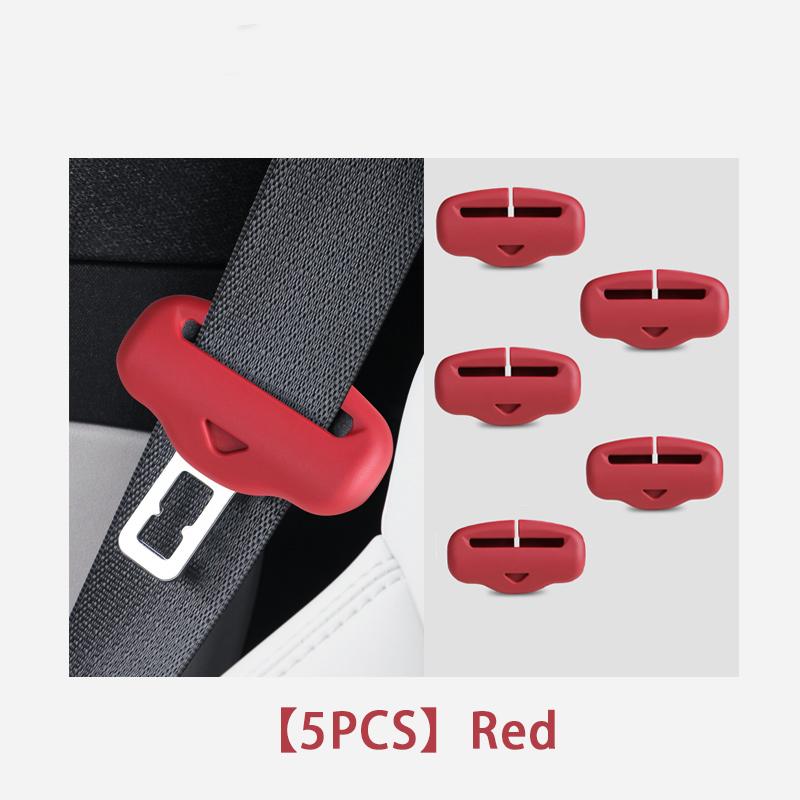 5PCS Car Seatbelt Buckle Cover Soft Silicone Anti-scratch Protector Safety Belt Buckle Guard Universal Car Clip Protection Cover