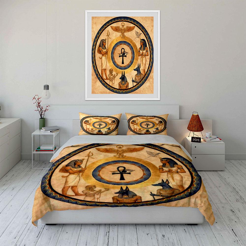 Ancient Egyptian Decor Set Soft Comfortable Duvet Cover Bedding Set Included 1*Duvet Cover & 2*Pillowcases, Gift