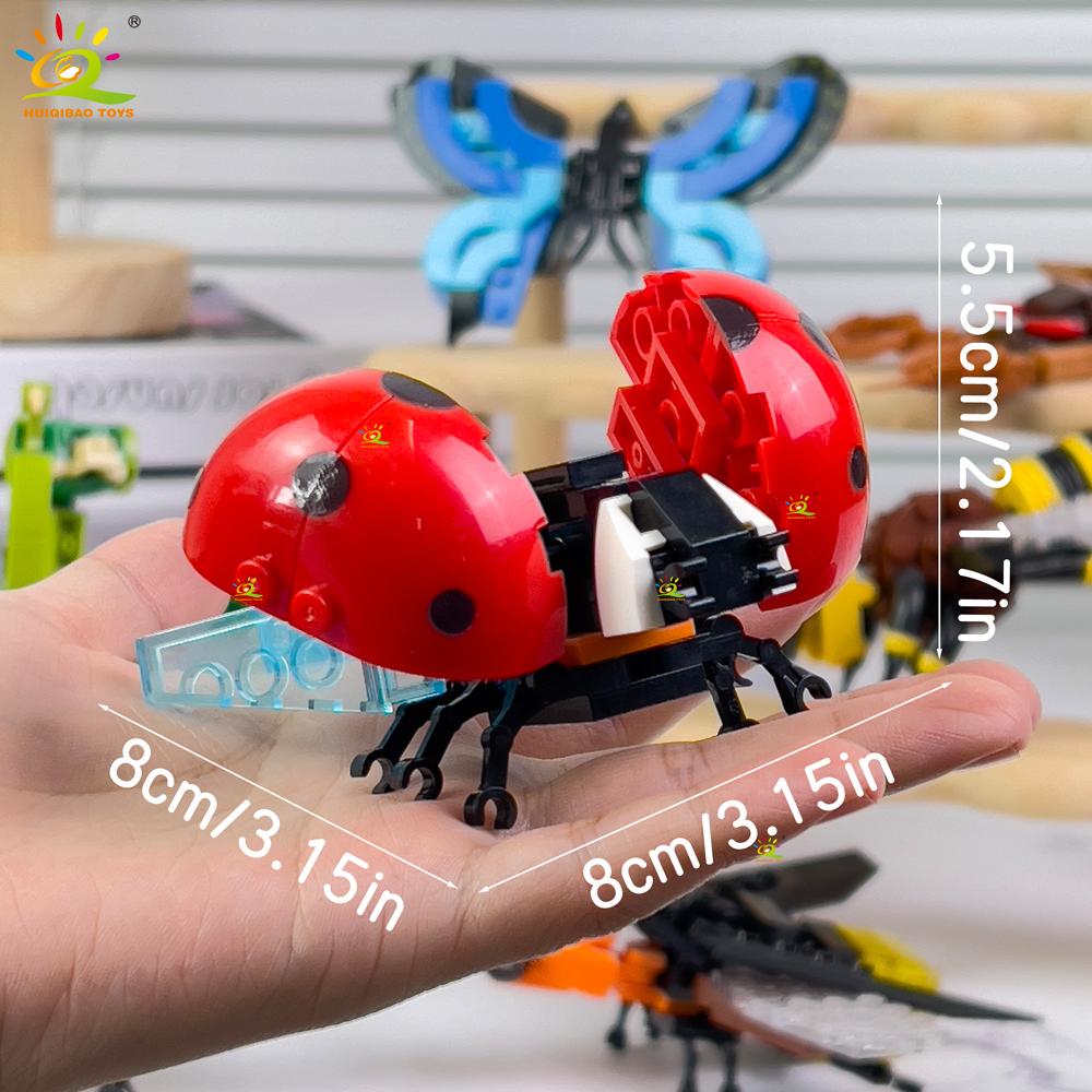 Non-Toxic Creative Moc Insect Building Blocks Bee Dragonfly Ant Mantis Butterfly Children'S Assembled Toys Animal Ornaments Gifts