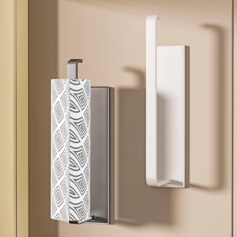 Magnetic Wall-Mounted Kitchen Organizer: Holds Paper Towels, Wraps, and Trash Bags.