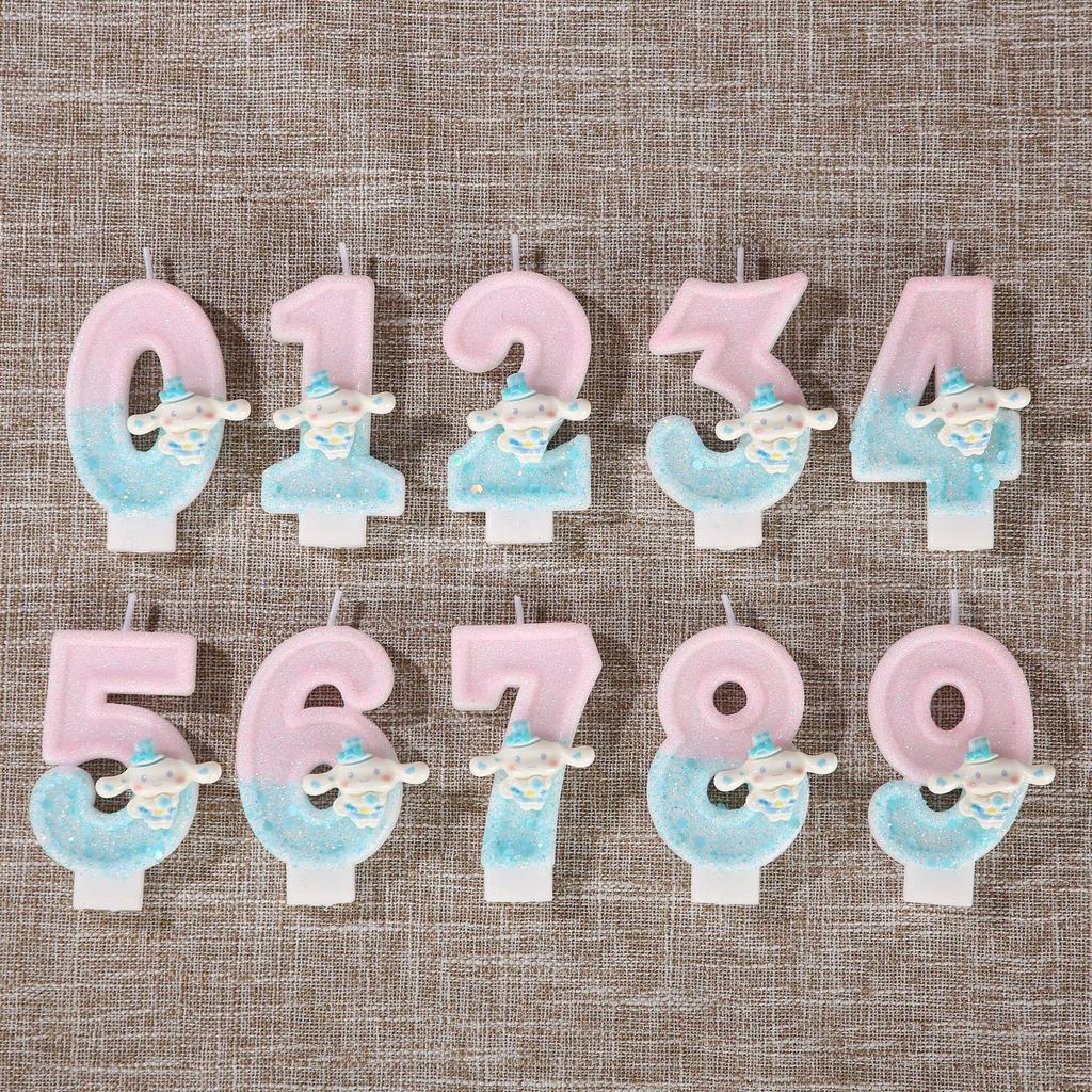 Handmade Big-Eared Rabbit Cake Topper: Sequin Number Birthday Party Candle