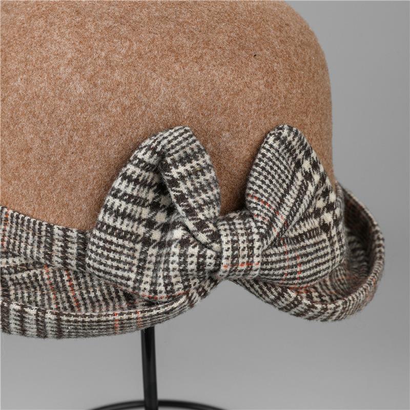 Ladies Hat Autumn and Winter Fashion Elegant Temperament Woolen Crimped Top Hat Beautiful Foldable