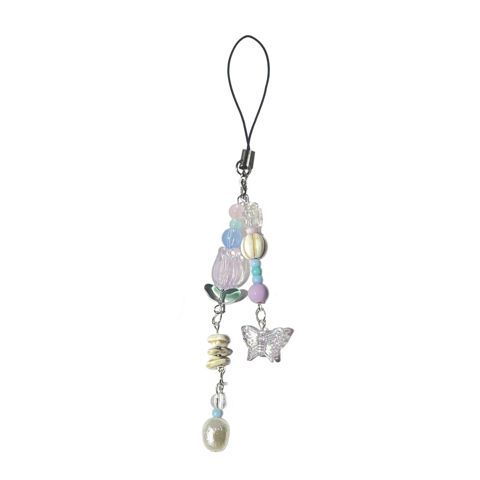 

Красивый бисерный телефон, подвеска-цепочка-бабочка, брелок для ключей, модный аксессуар, сумка, подвеска, брелок для телефонов и рюкзаков 1