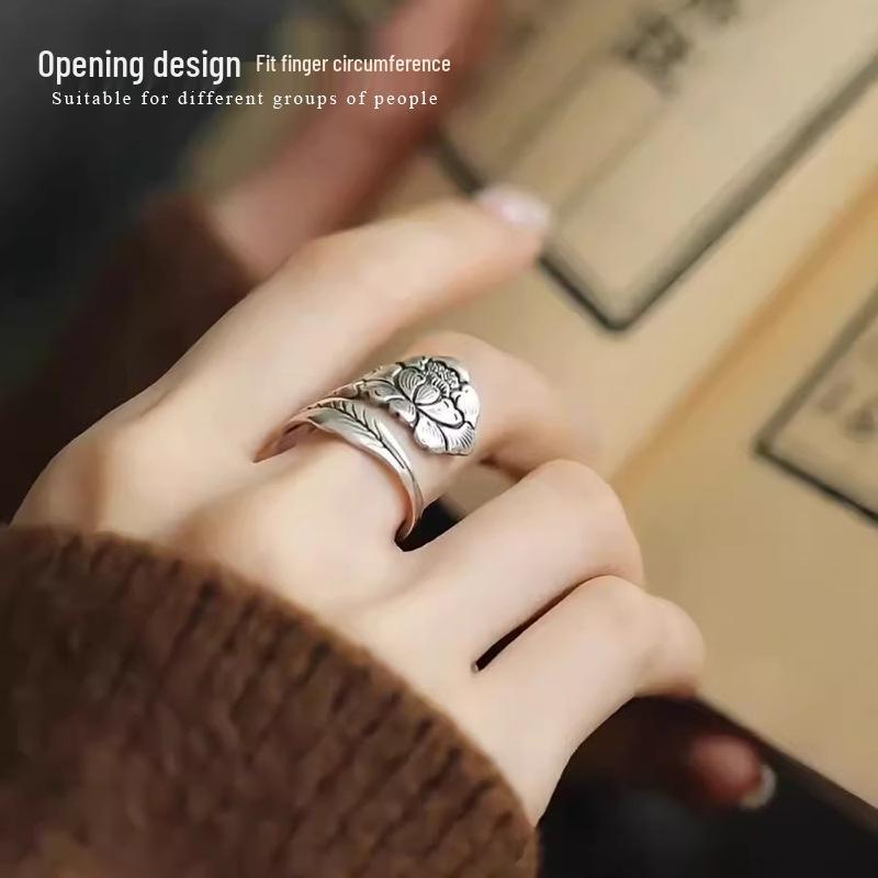 Adjustable Peony Flower Ring: Elegant, Retro, and Versatile Fashion Jewelry