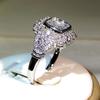 925 sterling silver simple fashion square zircon big ring ladies party birthday gift men and women jewelry generation