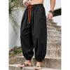 Men Loose Lantern Pants Elastic Cuff Harem Trousers Wide Leg Slim Ankle Casual Pants