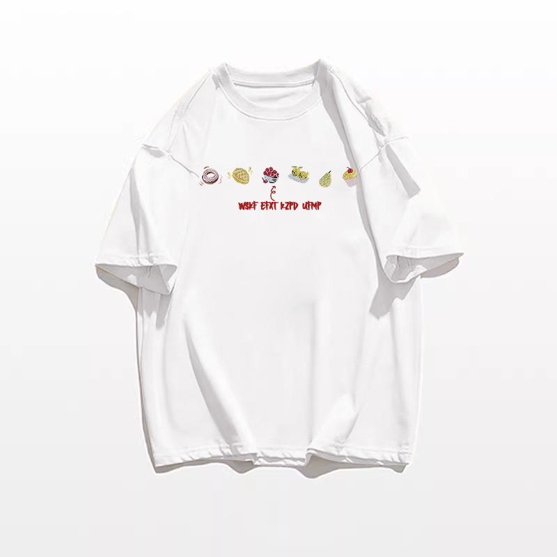 2025 Summer Women's Loose Fit Pure Cotton Short Sleeve T-shirt - Korean Style High Street Design