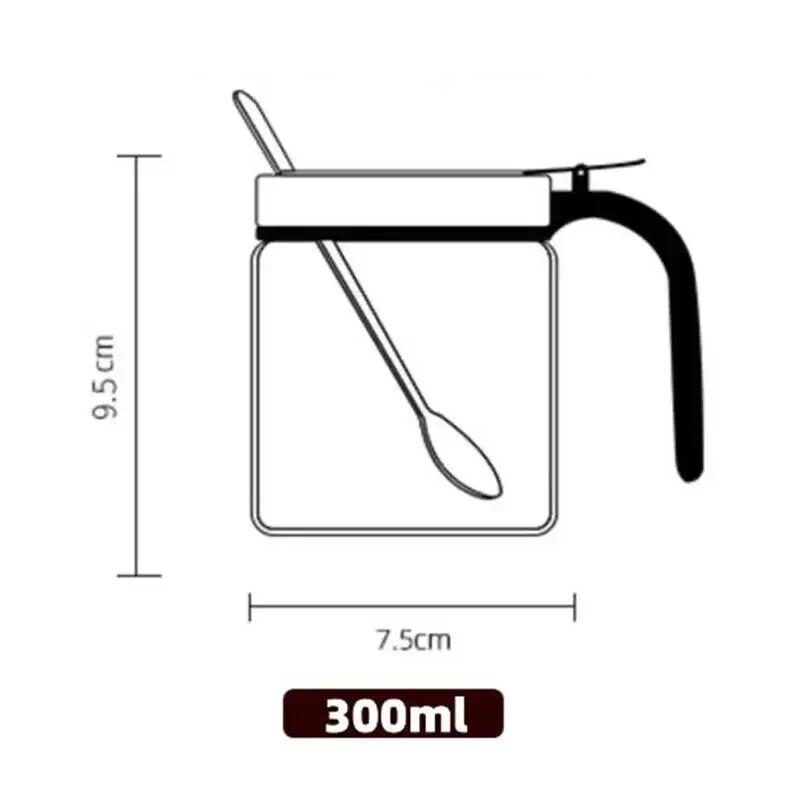 300ml Glass Seasoning Jar Stainless Steel Lid With Spoon Condiment Bottle Salt Shaker Kitchen Supplies Storage Set Spice Boxes Y