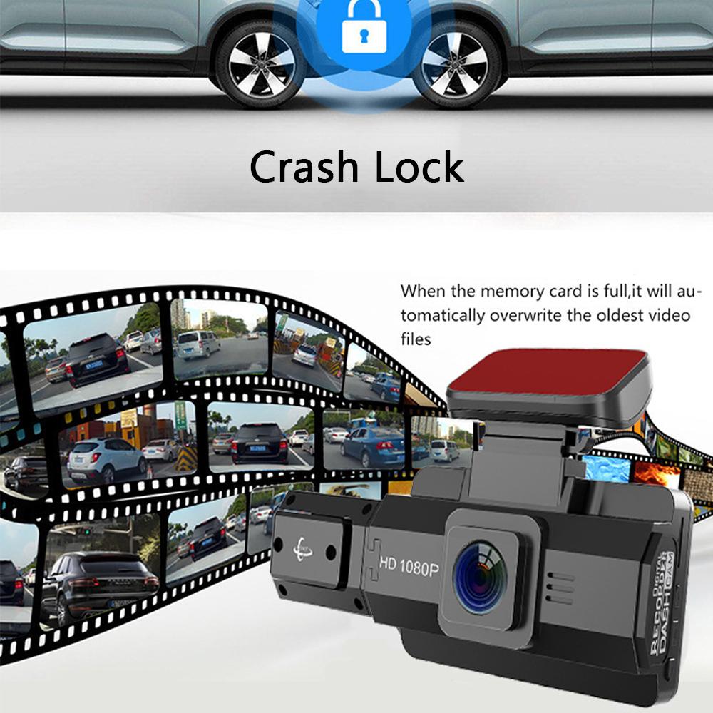Registratore video per auto multilingue con doppia lente Dash Cam automatica Registratore per videocamera per auto Ciclo di visualizzazione notturna
