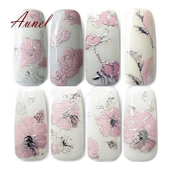 

Смарт-3D тиснением розовые цветы Nail Art Декаль наклейки маникюр подсказки