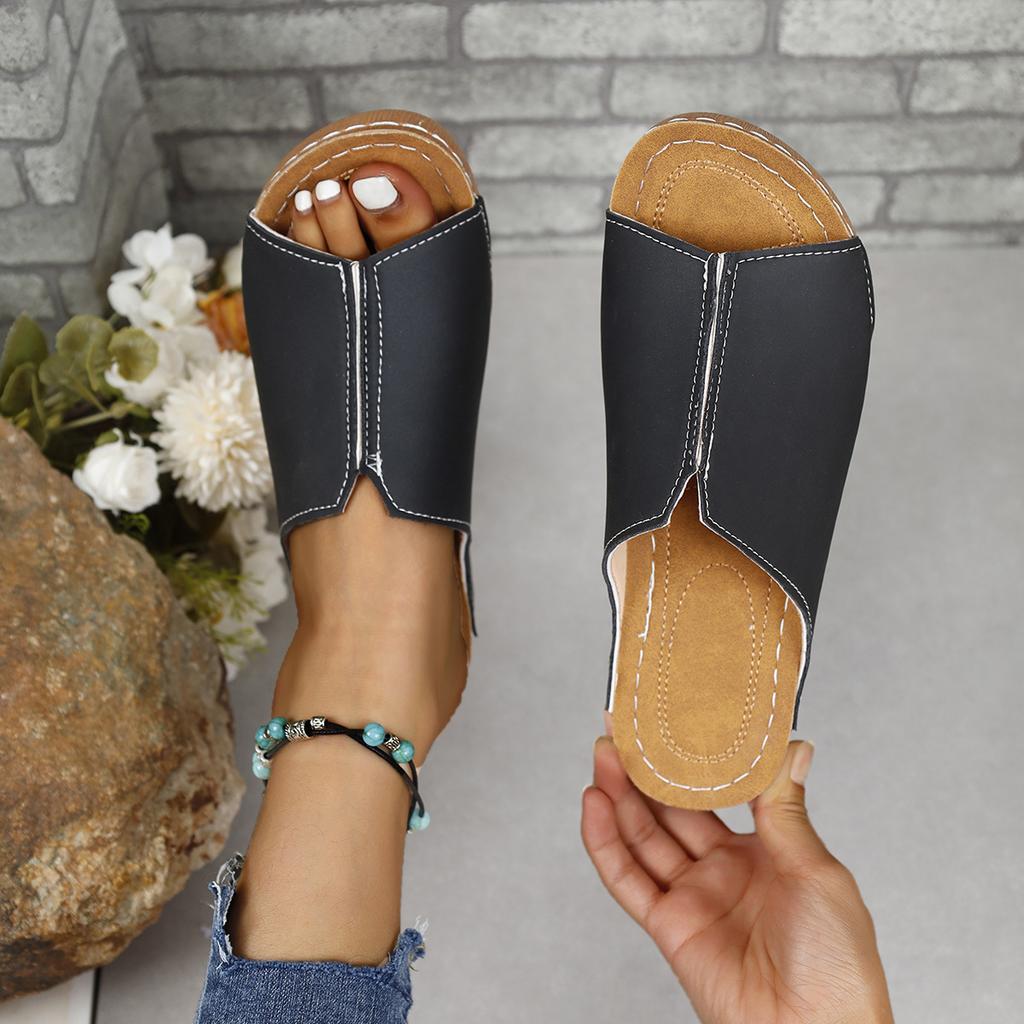 Wedge heel stylish simple and lightweight one-pedal fashion sandals slippers women