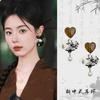 Ink butterfly love earrings antique Internet celebrity same earrings niche high-end sense of national tide retro earrings