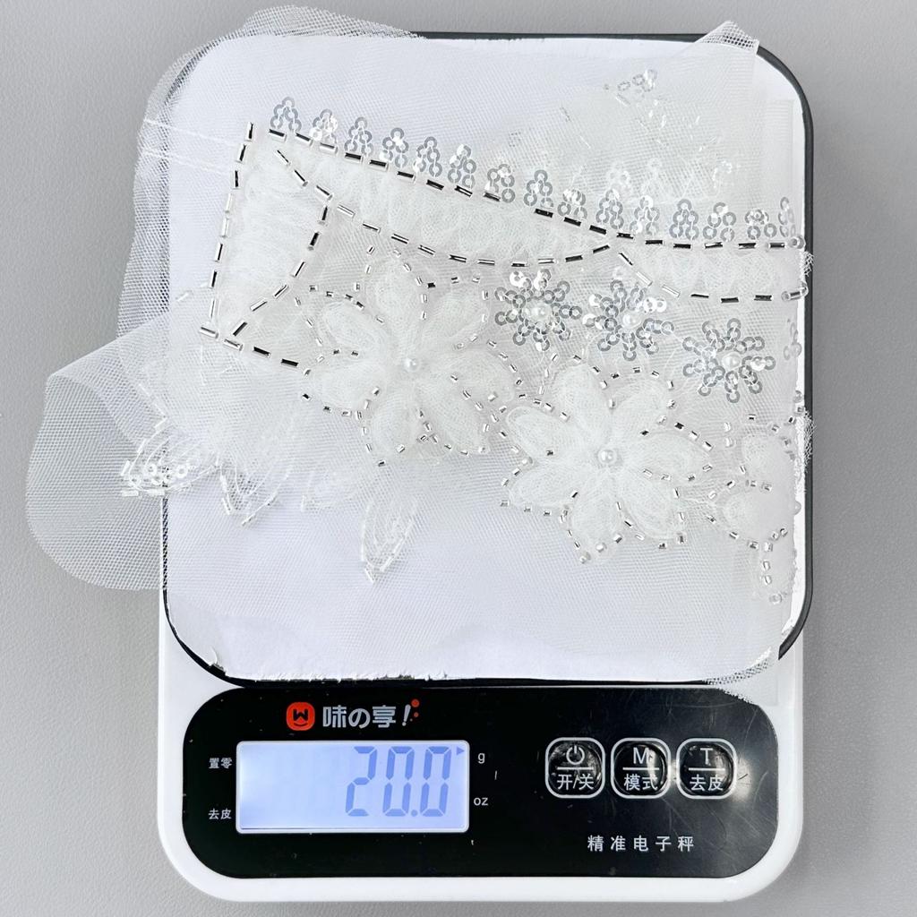 Mesh Heavy Industry Embroidery Bead Sequins Flower Lace Front Piece Collar Flower Diy Handmade Accessories Decorative Cloth Stickers Accessories