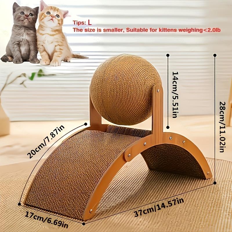 Natural Sisal Cat Scratcher Toy with Ball, Scratching Ball for Cats And Kittens, Interactive Solid Wood Scratcher Pet Toy L