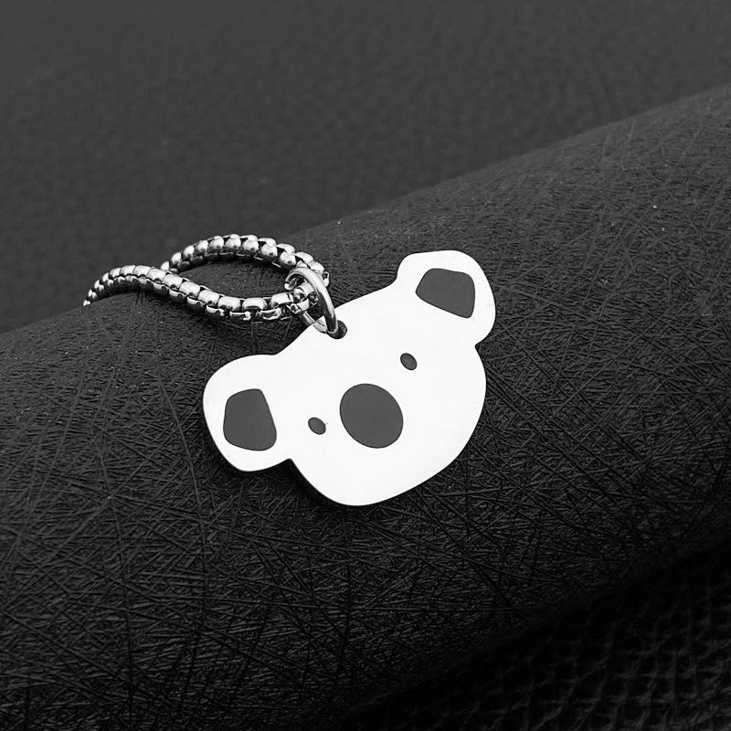Titanium Steel Scared Cat Necklace For Women Men Korea Fashion Kpop Black Cat Pendant Sweater Chain Couple  Party Gift