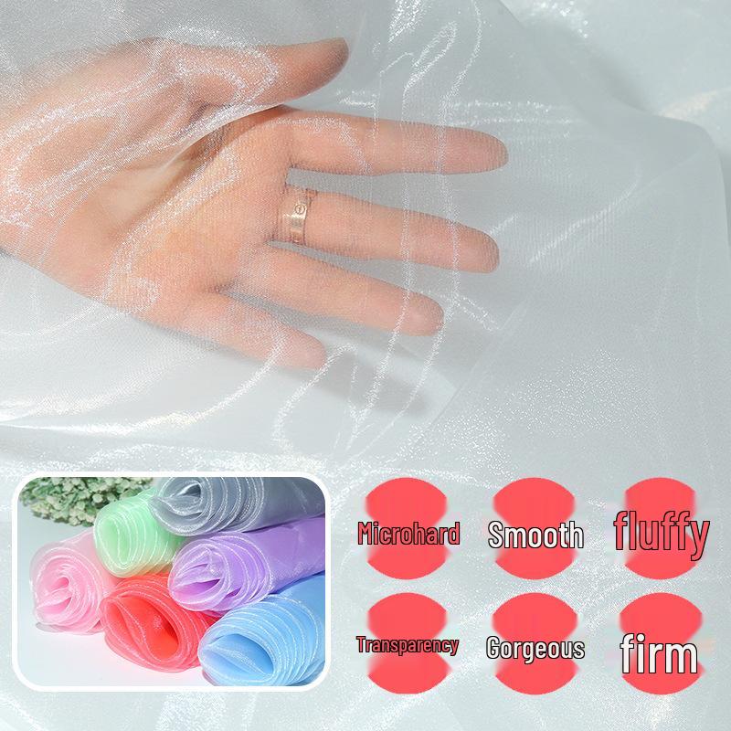 Slightly Stiff Sparkling Organza Gauze Fabric for Wedding & Evening Gowns