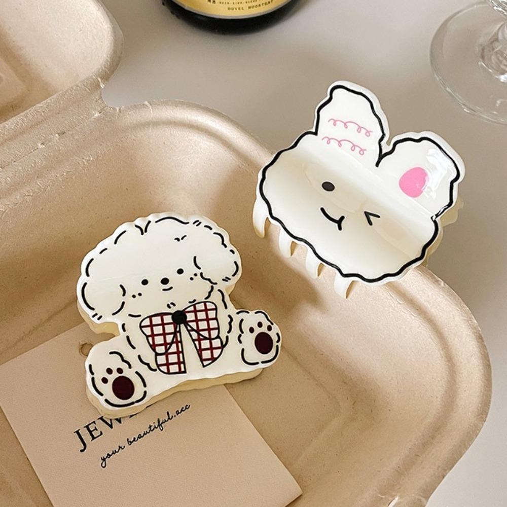 Puppy Plaid Dog Crab Clip Acrylic Spotted Cat Hair Clip Girly Cartoon Animal Hair Claw  Headdress