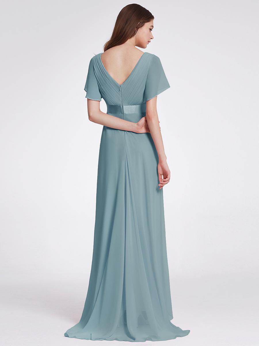 Всегда красивые женские шифоновые вечерние платья с двойным v-образным вырезом и ампирной — фото 3