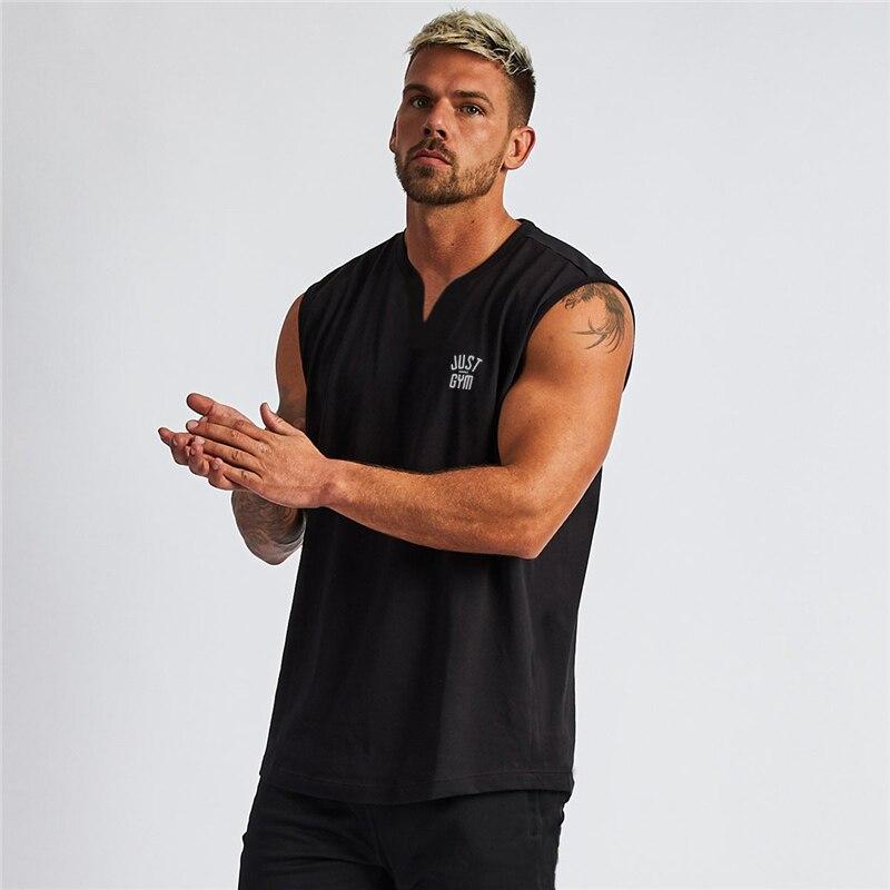 Muscleguys Fashion Trendy Tops Men's Sleeveless T-shirt Bottoming Shirt Simple V-neck Vest