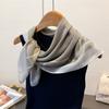 Exotic retro herringbone cotton-linen small square scarf, faux velvet shawl, sun-protective neckerchief for women