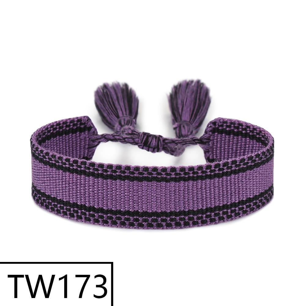Customizable Handmade Bohemian Tassel Bracelet with Embroidered Logo - European & American Ethnic Friendship Style