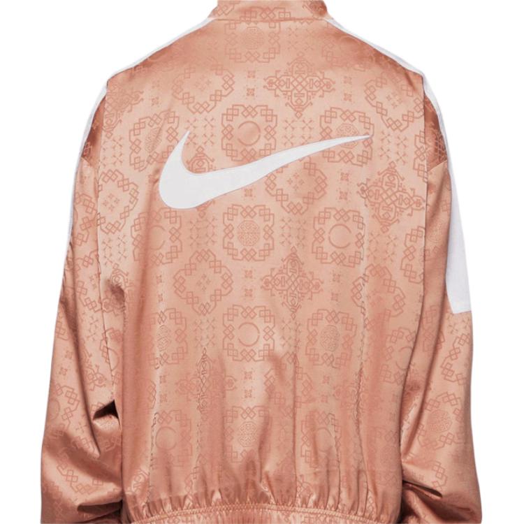 Nike x CLOT Rose Gold Silk Pattern Track Jacket With Stand Collar Men Outerwear CT4083-605