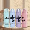1PC Safir Cursive Minimal Letter 750ml Color Plastic Sports Water Bottle Leakproof Flip Straw Lid Suitable for Sports Office Home Use
