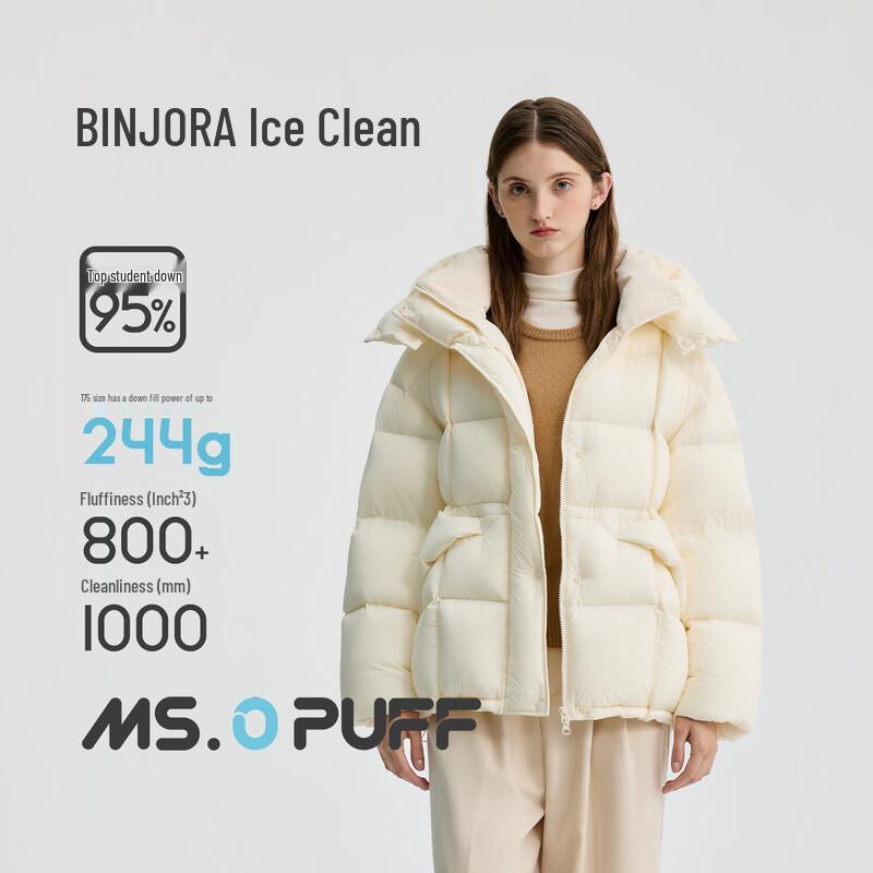 BINJORA Women's Detachable Hood Puffer Down Jacket