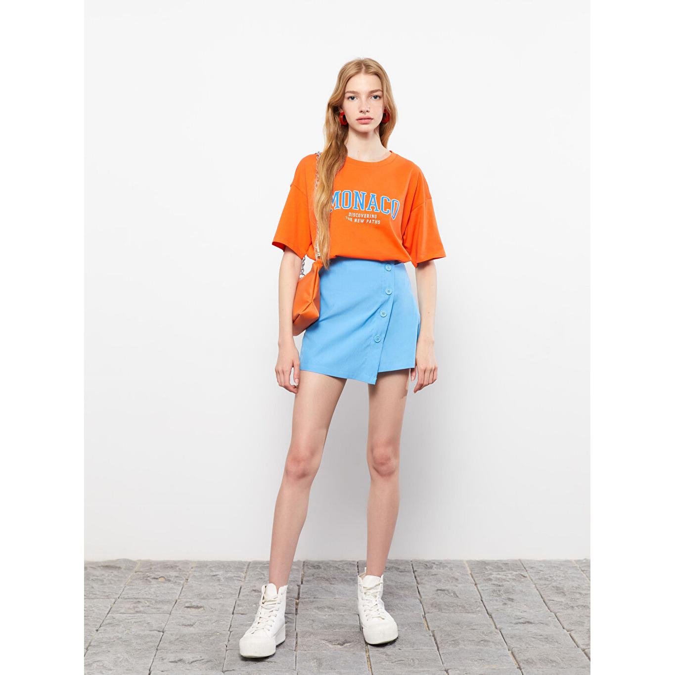 

LCW CASUAL Женская короткая юбка из габардина с молнией на талии синего цвета
