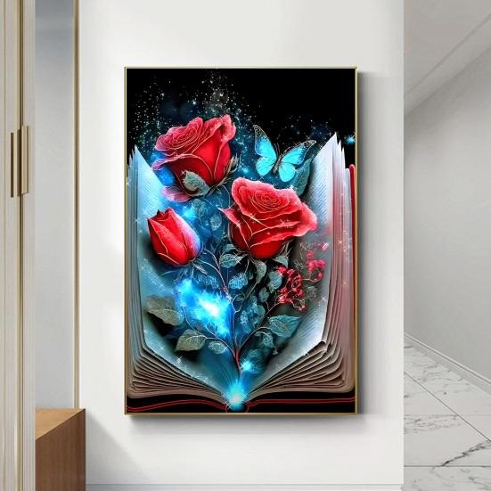 5D DIY Flower Leaves Pattern Diamond Art Vibrant Color Colorful Resin Adult Kids Rhinestones Painting Home