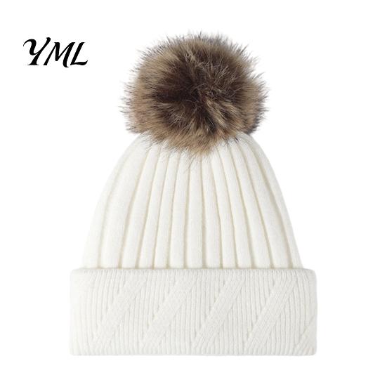 Cozy Knit Hats for Ponytails Winter Knitted Hat Women, Cold Weather Fleece Lined with Pom Breathable Warm Headwear Pom, Chunky Snow Hat, Soft