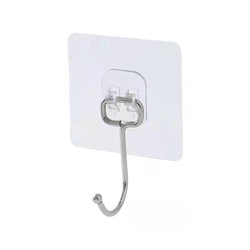 Strong Adhesive Hooks - No-Drill, Stainless Steel, No-Trace, Transparent Hooks for Kitchen/Bathroom Doors